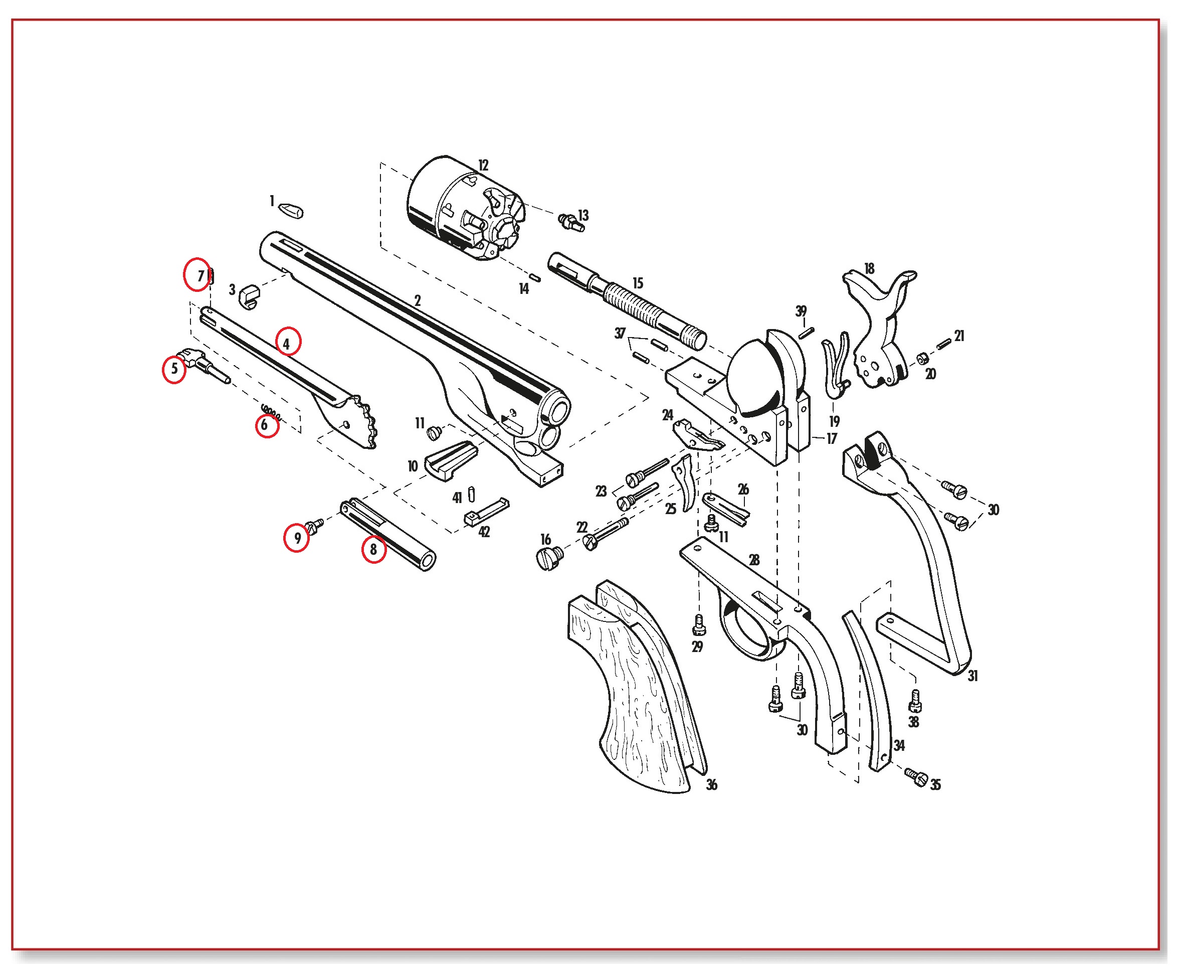 Show product details for #4+5+6+7+8+9 1861 .36 Loading Lever Complete